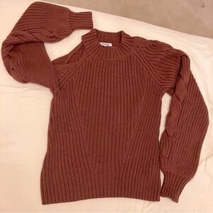 525, XS, rustic brown, 1 shoulder cutout sweater 100% cotton EXCELLENT CONDITION